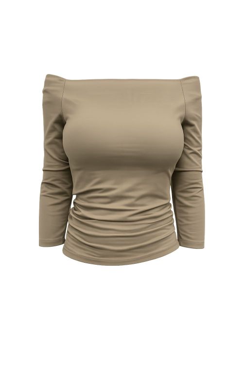 slow style, roupas, roupa feminina, blusa helena capuccino, blusa feminina, blusa manga 3/4, blusa em jersei com elastano