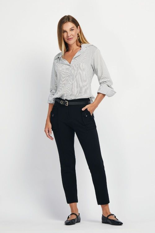 slow style, roupas, roupa feminina, camisa fiorela preta, camisa fiorela listrada, camisa feminina
