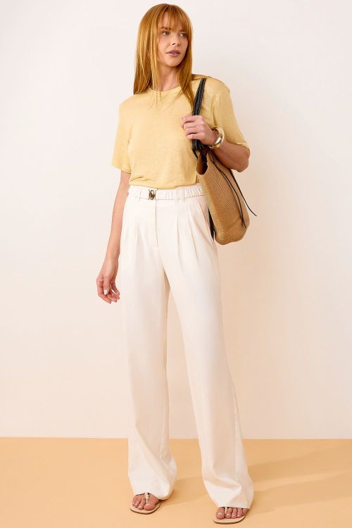 slow style, roupas, roupa feminina, blusa feminina amarela, blusa vera visco linho, blusa feminina gola careca