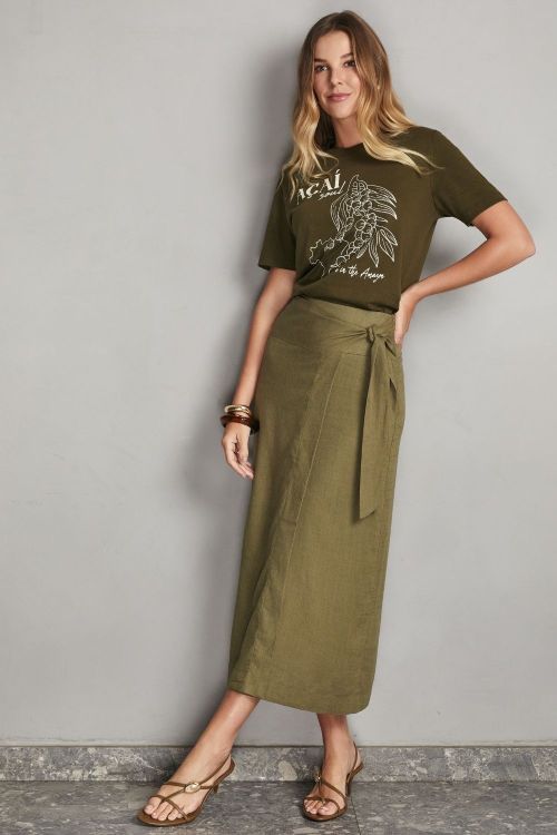 slow style, roupas, roupa feminina,saia ella verde, saia midi, saia transpassada, saia moderna, saia casual elegante.