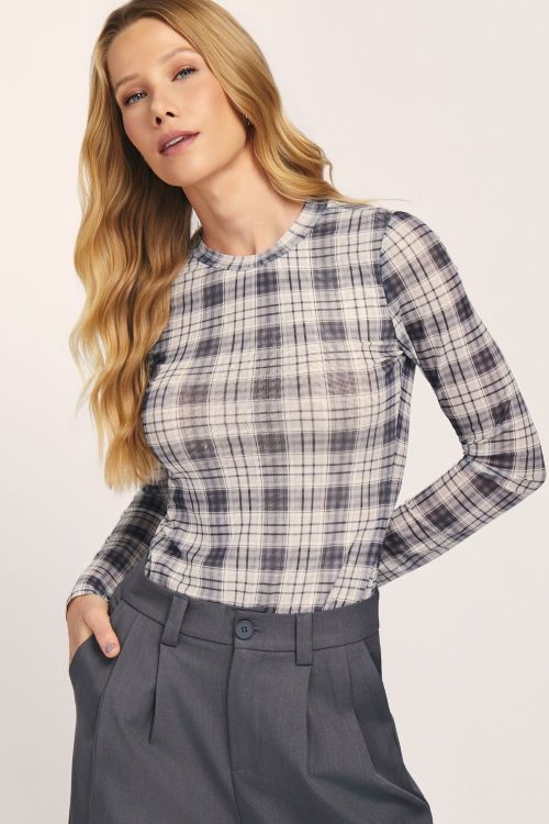slow style, roupas, roupa feminina, blusa iasmim cinza, blusa feminina, blusa de manga longa, blusa xadrez