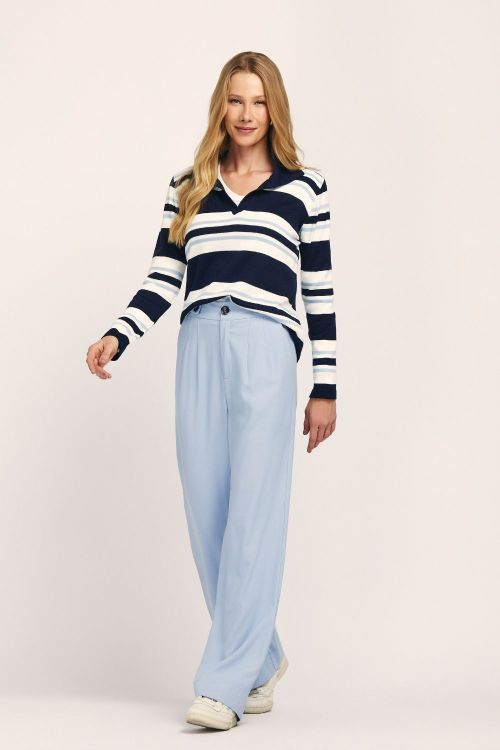 slow style, roupas, roupa feminina, pantalona felipa azul claro, calça feminina, calça estilo alfaiatado, calça cintura alta, calça social feminina, calça reta feminina