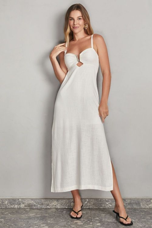 slow style, roupas, roupa feminina, vestidos, vestido ella off white, vestido midi, vestido com alça regulável, vestido com lastex